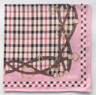 DAKS 復古手帕馬韁繩粉紅棕色 21 x 21 英寸