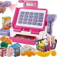 LINFUN KIDS Shopping Cashier Till Toy with Scanner Card Machine and Electric Calculator Weighing, Ca