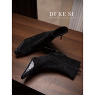 Dixie Short ยืดได้ รองเท้าบูทกํามะหยี่รองเท้าส้นสูงสําหรับคนมีรูปร่างเล็ก 7 ซม. รองเท้าบูท ฤดูหนาว ห