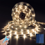Solar LED Strip Lights Outdoor Waterproof,9.8ft Warm White Solar Powered Strip Lights with Remote,Ti