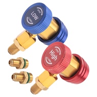 Freon R134A Auto Car Quick Coupler Connector Brass Adapters Air Conditioning Refrigerant Adjustable