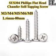 [HL-ZGLS] SUS304 Phillips Flat Head Chamfer Self-Tapping Screw M3/M4/M5/M6/M8 Cross Flat Head Chamfe