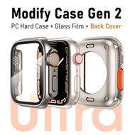 Modify Ultra Case Gen 2nd Full Cover Case for iWatch 45mm 44mm 41mm 40mm Protective Case Instantly Turning to Ultra + Glass Film Back Cover for iWatch Series 9 8 7 6 5 4 SE2