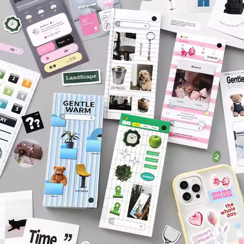 20 Sheets Daily Sharing Stickers Book, Various INS-Style patterns Stickers for Laptop, Hydro Flask, 