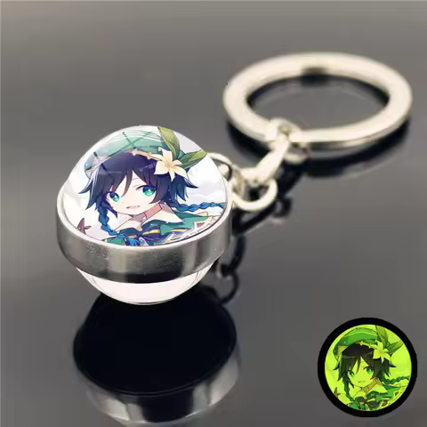 Impact Luminous Key Chain Pendant Anime Ganyu Venti Klee Albedo Xiao Hutao Keqing Mona Glass Ball Ke