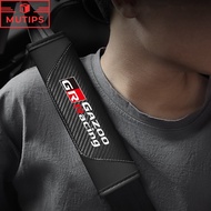 Toyota GR 2pcs Car Seat Belt Cover Carbon Fiber Leather Shoulder Pad Safety Protector For Vios ncp93 Wish Corolla Cross Avanza Hilux Yaris Rush Accessories