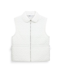 AIIZ เสื้อแขนกุดผู้หญิงมีปกผ้าควิลท์ลายดอกไม้ AIIZ Women’s Quilted Lightweight Collar Vest