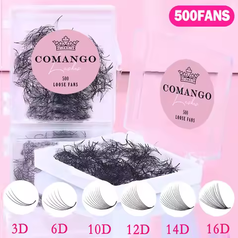 CoMango 500Fans 0.05/0.07mm Loose Fans Eyelashes Extension 3D 6D 10D 12D 14D 16D Pointy Base C/D Cur