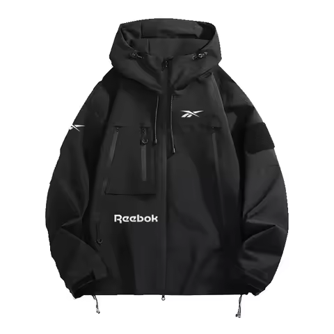 Reebok men's hooded jacket Reebok Men's Hooded Jacket, Multi-Zip Waterproof Sliding Windproof Coat, 