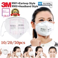 10/20/50pcs 3M 9501 9502 KN95 Mask Earloop Headband Protective Respiration Disposable Face Mask 3M Topeng Muka 3M成人口罩