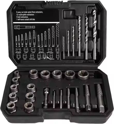 26Pcs Screw Extractor Bolt Extractor Set and Left-Hand Drill Bit,Easy Out Stripped Screw Remover Soc