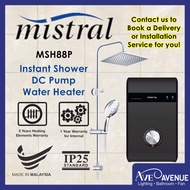 Mistral MSH88P Instant Water Heater with DC pump and Rain Shower Holder Set [Optional: Installation]