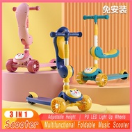 2023 New Cartoon Scooters for Kids Adjustable Height  PU LED Light Up 3 Wheel for 3 to 14 Yrs