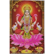 Maa Lakshmi Golden Zari Art Work Poster Without Frame (24 X 36 Inch) OR(60.96 x 91.44 Cm) Religious 