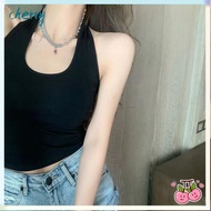 CHERRY Halter Tank Top, Hanging Neck Polyamide Sleeveless Top Strap, Vest Sleeveless Sleeveless Halt