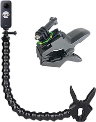 Jaws Flex Clamp Mount with Adjustable Gooseneck 19-Section Compatible with Insta360 One X3, X2, X, R, Go 2, GoPro Hero 10, Max, Fusion, DJI Osmo Action 2 Cameras Accessories