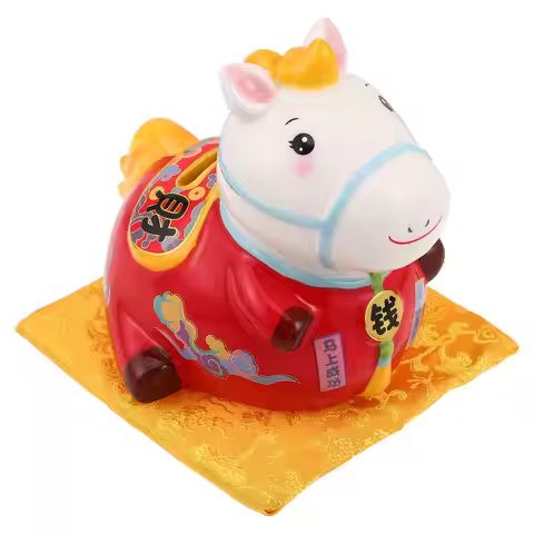 Chinese Zodiac Horse Money Box Ceramic 2026 New Year Coin Bank Decorative Wealth Savings Jar Animal