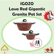 iGOZO Lava Red Gigantic Non Stick Granite Pot Set 32cm (With Free Gift) 20cm