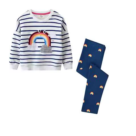 Jumping Meters 2-7T Rainbow Girls Clothing Sets Kids Suits 2 Pcs Sweatshirts + Leggings Baby Costume
