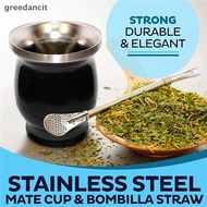 [greedancit] Yerba Mate Gourd Set Double-Wall Stainless Steel Mate Tea Cup and illa Set SG