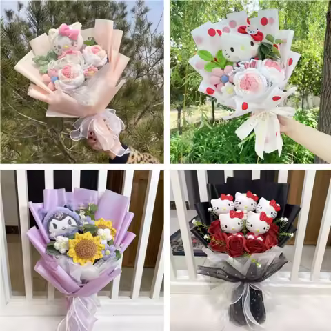 Cartoon Handmade Hello kitty Plush Small Pendant Keychains Creative Valentine Christmas Graduation G