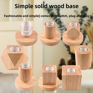 Solid Wood Table Lamp Base Wooden LED In-Line Lamp Holder Lighting Accessories with Switch Cable E27