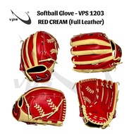 VPS 1203 Softball Glove (Full Leather) - RED CREAM 12- 12.5 inches// Sarung Tangan Softball VPS 1203