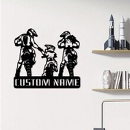 1pc Customized Metal Wall Decor, Gift For Father, Mother And Son - Boy's Name And Dirt Bike Rider Ic