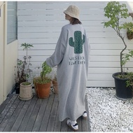 Plus Size Long Sleeve Desert Cactus Long Dress Oversized Fit Change of Season Long Boxy T-Shirt