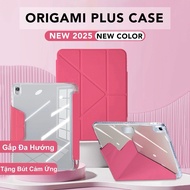 [Free stylus]Foldable Origami iPad leather Case for iPad with pen compartment, Shockproof Case acces