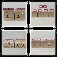 all in1 Gold suis soket switch socket 10/13/15/20A [usb] (kotak suis) lampu kipas aircond water heat