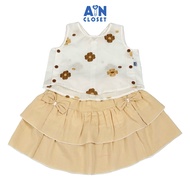 Set Áo Váy bé gái họa tiết Hoa Nâu cotton thêu - AICDBGBJT3JH - AIN Closet