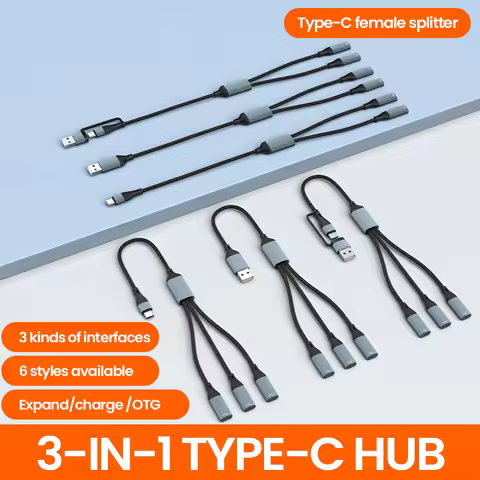 3 in 1 Type C Hub USB Hub USB C/USB To Type C Cable Multi USB Type C Splitter Ports Hub OTG High Spe