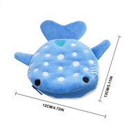 Dompet Koin Plush Ikan Hiu Bulu Pouch Kartu Tempat Penyimpanan Earphone Kabel Coin Wallet Lucu