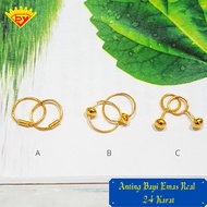 anting bayi emas tua 24 karat - a