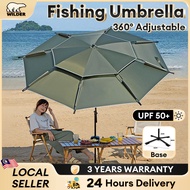 【WTHB】2.6M Big Fishing Umbrella 360° Adjustable Payung Mancing Besar Beach Rainproof UV Sun Shade Pa