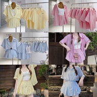 STRIPED SHIRT + 2-STRING T-SHIRT + SKIRT