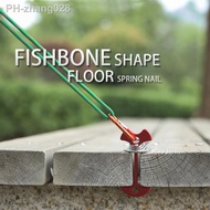 4pcs Aluminum Alloy Camping Deck Anchor Peg Outdoor Canopy Tent Wind Rope Buckle Fish Bone Shape Floor Spring Nail Hook