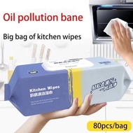 80pcs Kitchen Cleaning Wipes Strong Decontamination Kitchen Wipes Degreasing Lap