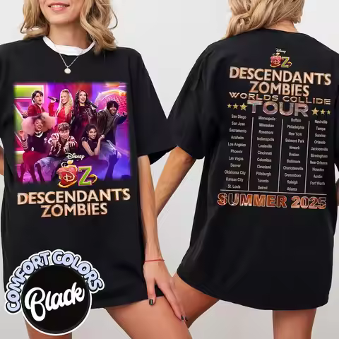 Descendants Zombies World Tour 2-Sided Shirt Worlds Collide Concert Tee Zombies 4 Girls Trip Matchin