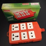Ổ cắm điện Nival chịu tải 6000W 2 lỗ 4 lỗ hoặc 6 lỗ Nival màu cam (Không dây)