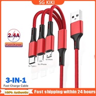 USB Fast Charging Cable 3 In 1 USB Type C Charger Tablet Charging Cable Accessories