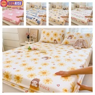 1 PC Pure Cotton Sunflowers Print Fitted Sheet All-Included Bed Mattress Cover Single/Super Single Queen King Size 100% Cotton Cadar FIX0