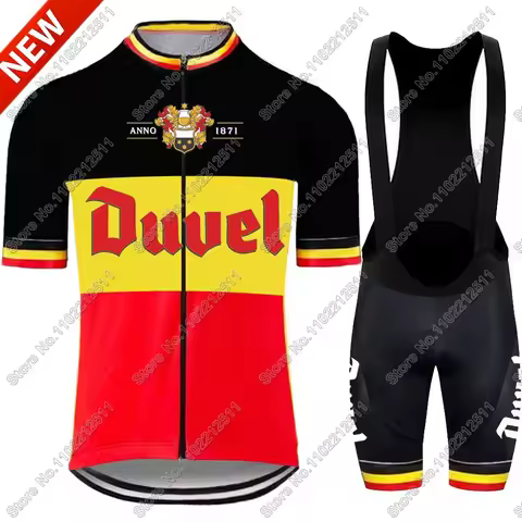 Belgium Duvel Team 2025 Cycling Jersey Set Men Summer Beer Clothing Road Bike Shirts Suit Bicycle Bi