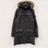 二手Barbour International 纖維羽絨服，附毛領，ブラウン，英國尺寸 12
