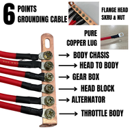 (100% PURE COPPER) Handmade Grounding Wire Kit Cable Ground Earth Cable Wire 6 8GA 5 POINTS 6POINTS