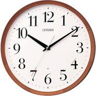 RHYTHM Clock, wall clock, brown, Φ32x5.4cm, electric wave, analog, M535, round wood, continuous second hand, Citizen 8MY535-006