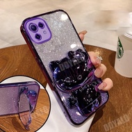 Luxury Casing for xiaomi mi 11 lite xiaomi 11t 11 lite 5g ne xiaomi 11t pro Bling Glitter Case with Cute 3D Plating Kitty Cat Holder Stand Mirror Phone Cover s