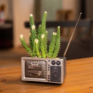 Creative Retro Style Decoration Flowerpot Simulation Succulent Brown Red Silver Radio Recorder Tv Ca