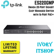 TP-Link ES220GMP Omada 20-Port Gigabit Easy Managed Switch with 16-Port PoE+